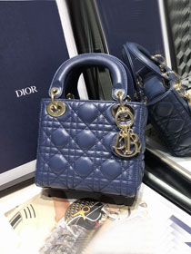 Dior original lambskin mini lady dior bag M0505-2 blue