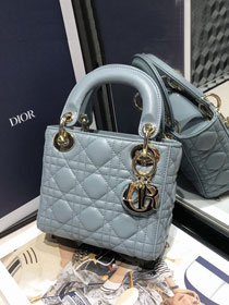 Dior original lambskin mini lady dior bag M0505-2 light blue