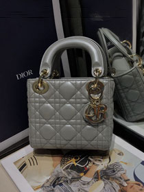 Dior original lambskin mini lady dior bag M0505-2 light grey