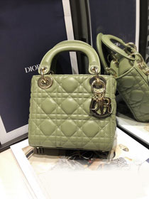 Dior original lambskin mini lady dior bag M0505-2 olive