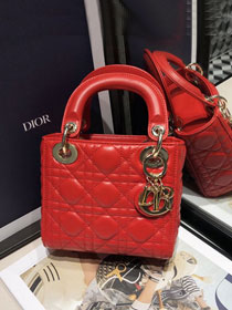 Dior original lambskin mini lady dior bag M0505-2 red