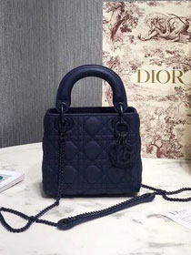 Dior original lambskin mini lady dior ultra-matte bag M0505 navy blue