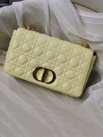 Dior original calfskin large caro bag M9243 light yellow