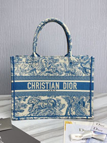 Dior original canvas medium book tote bag M1296-4 blue