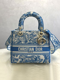 Dior original canvas medium lady bag M0565-5 blue