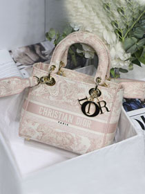 Dior original canvas medium lady bag M0565-5 light pink