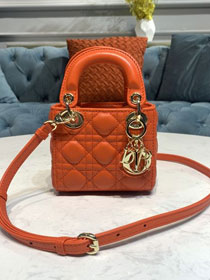 Dior original lambskin micro lady dior bag S0856 orange