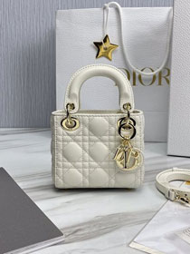 Dior original lambskin micro lady dior bag S0856 white