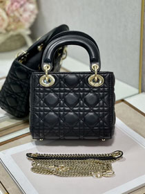 Dior original lambskin&suede mini lady dior bag M0505-3 black
