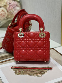 Dior original lambskin&suede mini lady dior bag M0505-3 red