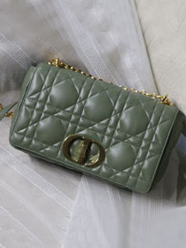 Dior original macrocannage calfskin large caro bag M9243 green