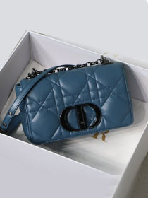 Dior original macrocannage calfskin small caro bag M9241 blue