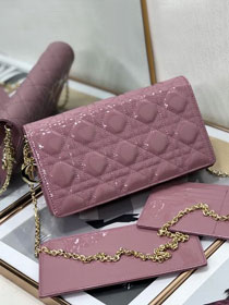 Lady dior original patent calfskin clutch S0204 light purple