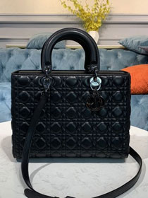 Dior original lambskin large lady dior bag M0566 black