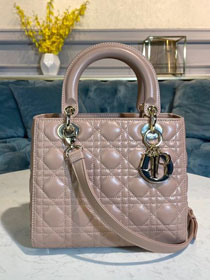 Dior original lambskin medium lady dior bag M0565 nude