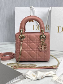 Dior original lambskin mini lady dior bag M0505 rose des vents