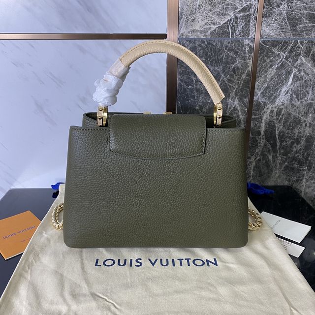 Louis vuitton original calfskin capucines BB handbag M59653 khaki green