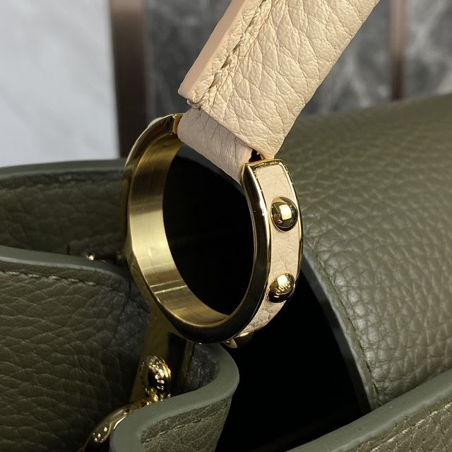 Louis vuitton original calfskin capucines BB handbag M59653 khaki green