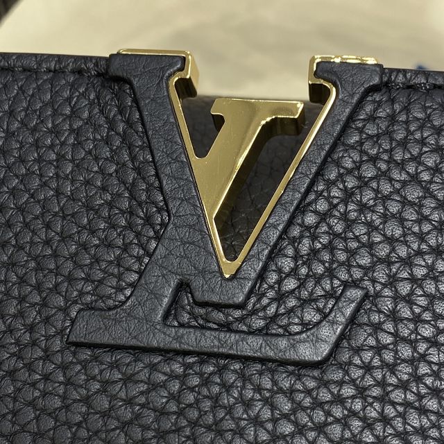 Louis vuitton original calfskin capucines mini handbag M59709 black