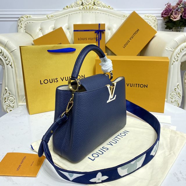 Louis vuitton original calfskin capucines BB handbag M59597 dark blue