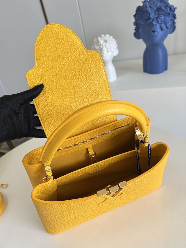 Louis vuitton original calfskin capucines mm handbag M59516 flower yellow