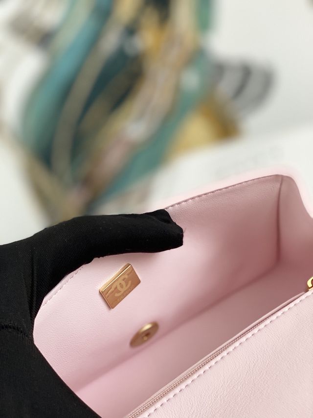 CC original lambskin top handle flap bag bag AS2431 light pink