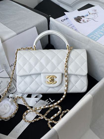 CC original lambskin top handle flap bag bag AS2431 white