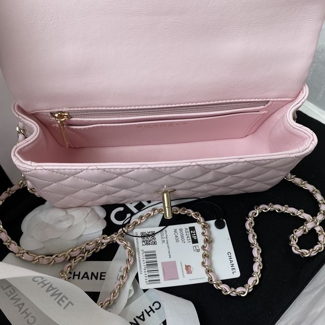 CC original lambskin top handle flap bag bag AS2431-2 light pink