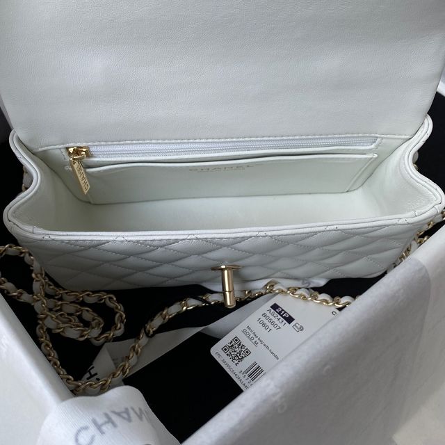 CC original lambskin top handle flap bag bag AS2431-2 white