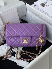 2022 CC original lambskin flap bag AS1787 purple