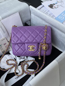 2022 CC original lambskin small flap bag AS1786 purple