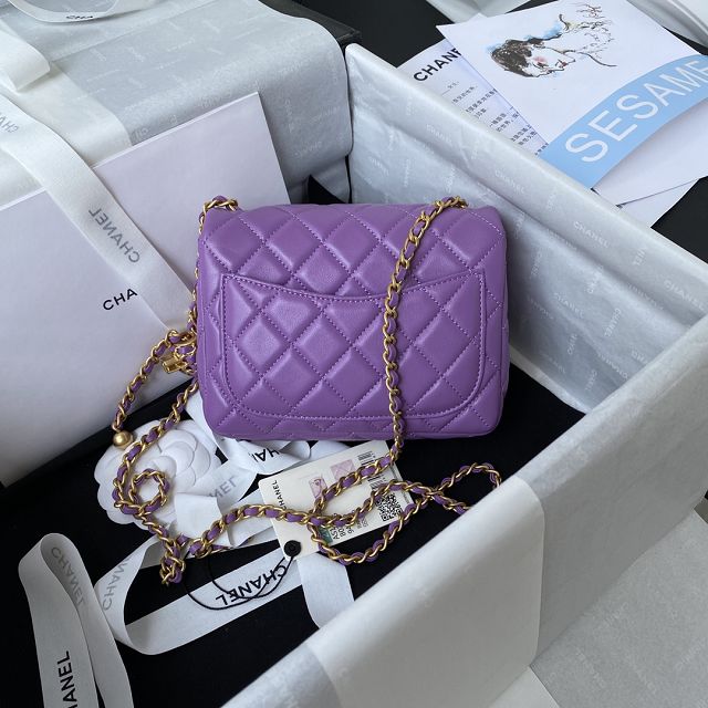 2022 CC original lambskin small flap bag AS1786 purple