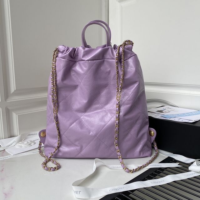 2022 CC original shiny calfskin 22 backpack AS3313 purple