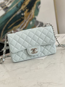 CC original grained calfskin mini flap bag A69900 light blue