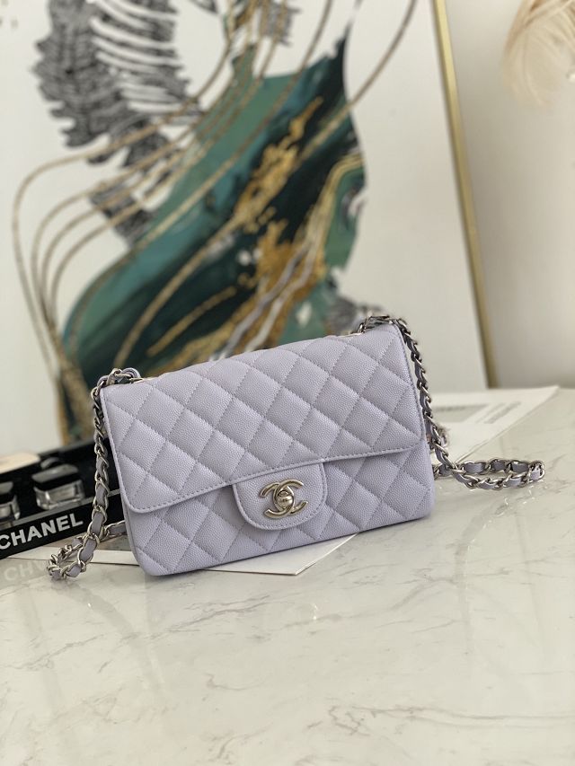 CC original grained calfskin mini flap bag A69900 light purple