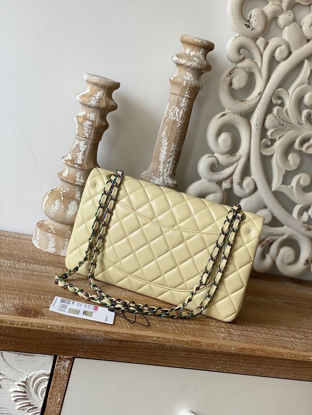 CC original lambskin medium flap bag A01112 light yellow