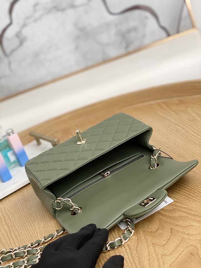 CC original lambskin mini flap bag A69900 khaki green