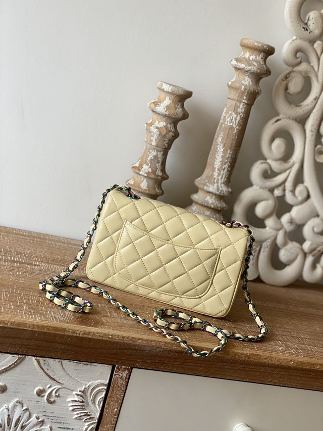 CC original lambskin mini flap bag A69900 light yellow