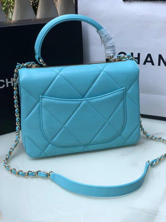 CC original lambskin top handle flap bag A92236-3 blue