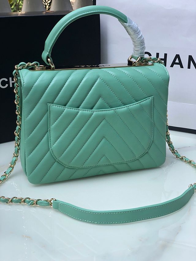 CC original lambskin top handle flap bag A92236-2 green