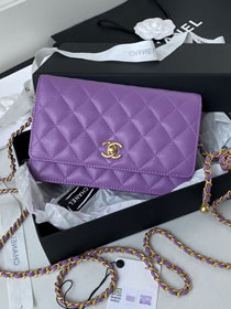 CC original lambskin wallet on chain AP145-2 purple