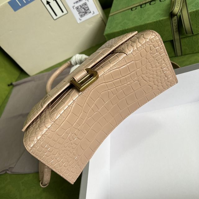 2022 GG original crocodile calfskin hacker project small hourglass bag 5935461 apricot