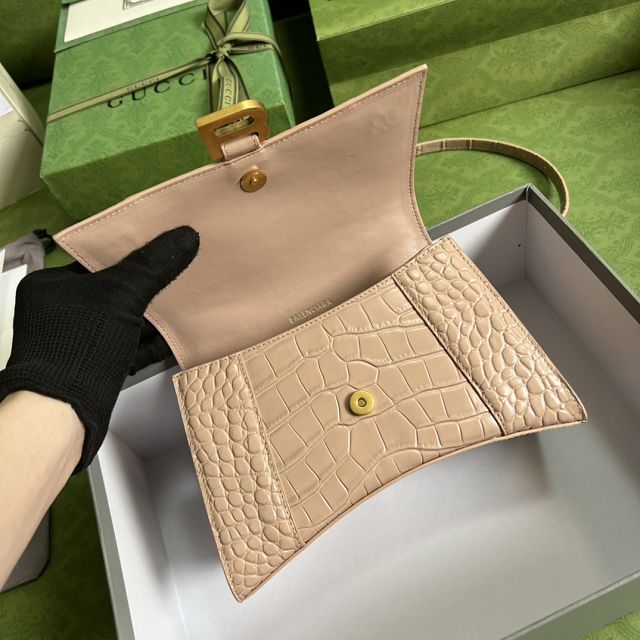 2022 GG original crocodile calfskin hacker project small hourglass bag 5935461 apricot