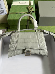 2022 GG original crocodile calfskin hacker project small hourglass bag 5935461 grey