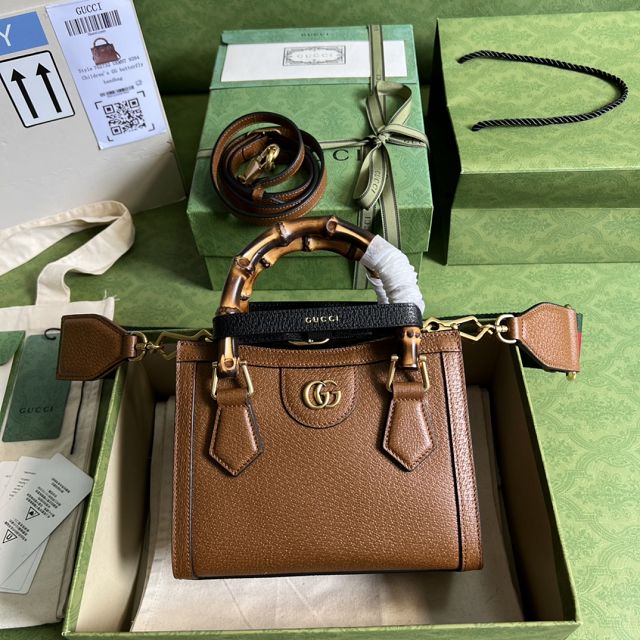 GG original calfskin diana mini tote bag 702732 brown