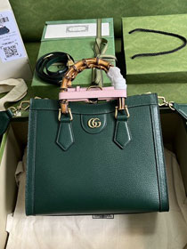 GG original calfskin diana small tote bag 702721 green
