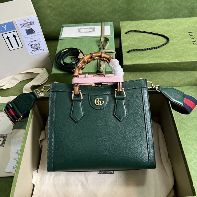 GG original calfskin diana small tote bag 702721 green