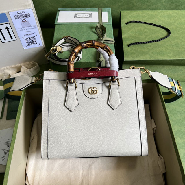 GG original calfskin diana small tote bag 702721 white