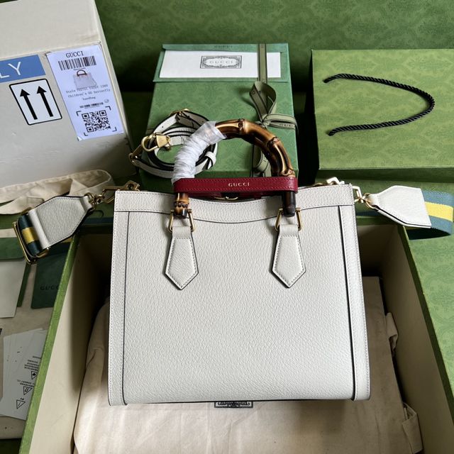 GG original calfskin diana small tote bag 702721 white