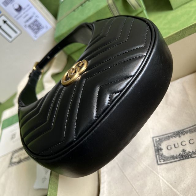 2022 GG original calfskin marmont half-moon-shaped mini bag 699514 black